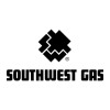 A logo for Southwest Gas. The logo is red, white, and blue. It consists of a stylized capital "S" with a flame coming out of the top. The text "SOUTHWEST GAS" is written below the "S" in blue.