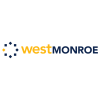 Logo for West Monroe Partners. It is a blue and yellow design with the company name in white text.